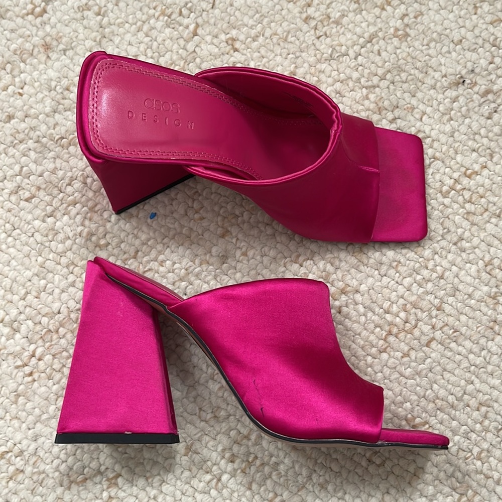 Pink Heeled Mules